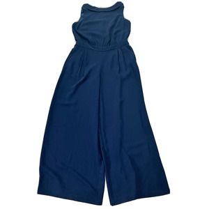 Boden Womens Size US 10R Clarissa Jumpsuit Navy Blue Wide Leg Sleeveless Pockets